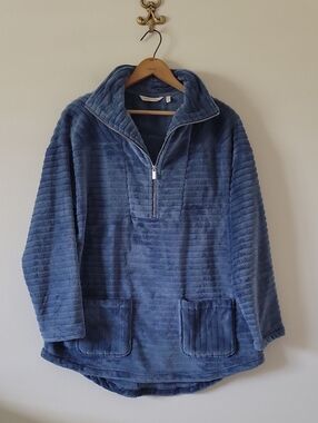 Soft Surroundings Blue Over the Moon Cozy 1/2 Zip Pullover Size Large